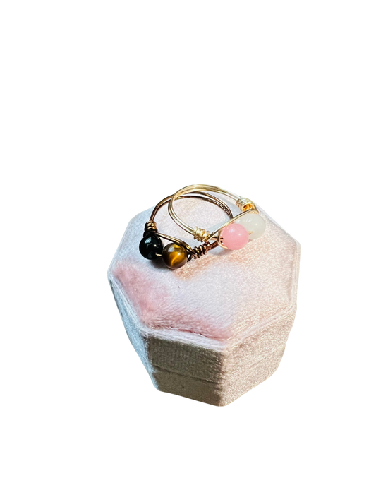 Wire Wrapped 6mm Gemstone Ring