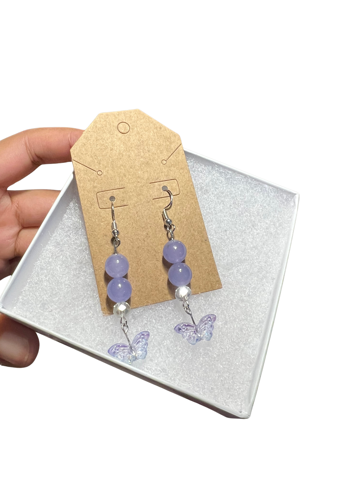 Purple Jade Butterfly Earrings