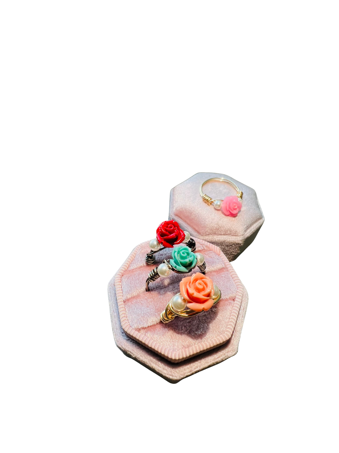 Wire Wrapped Rose Ring with Accents