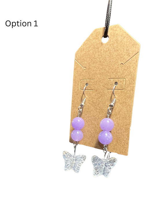 Purple Jade Butterfly Earrings