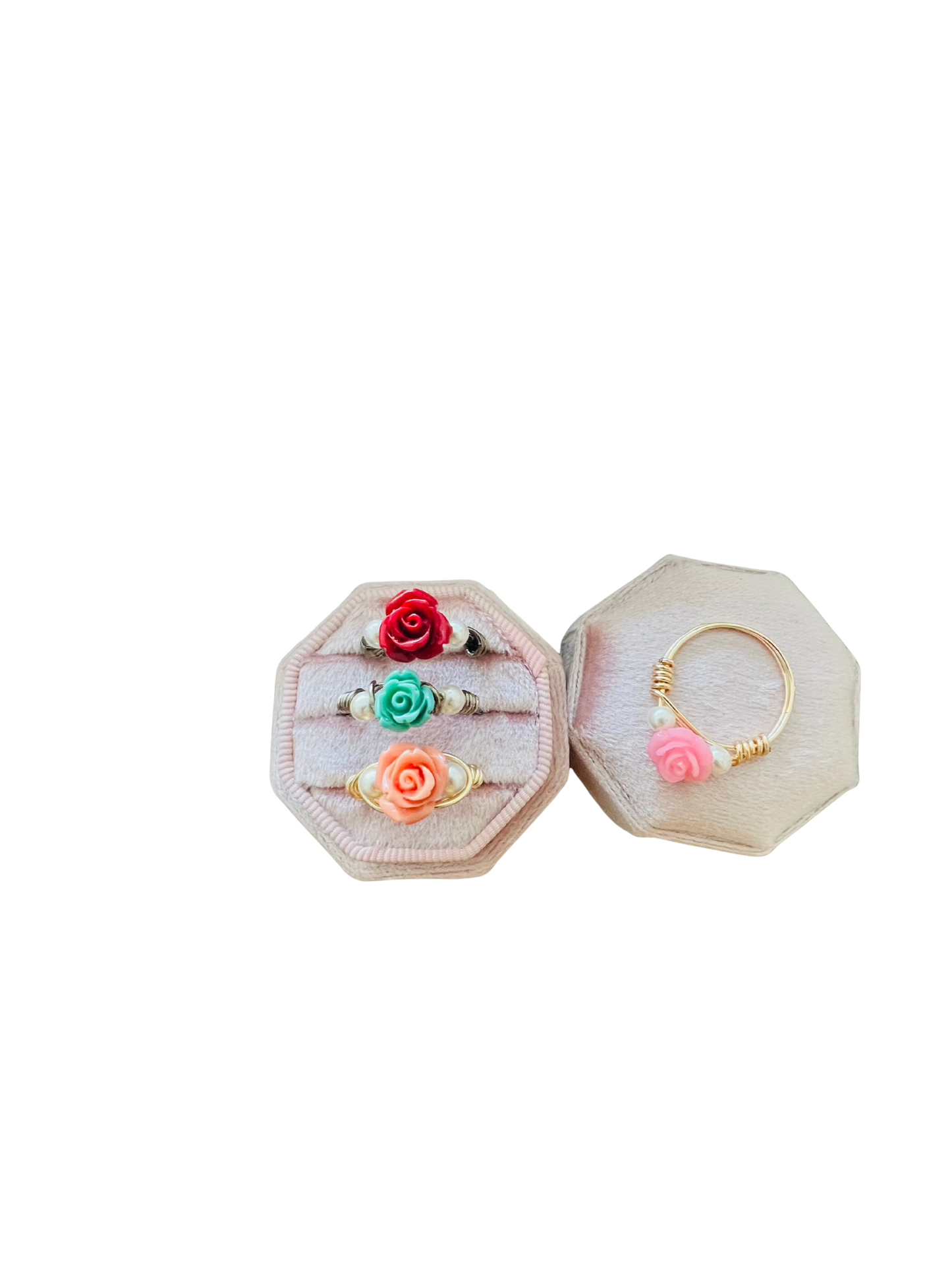 Wire Wrapped Rose Ring with Accents