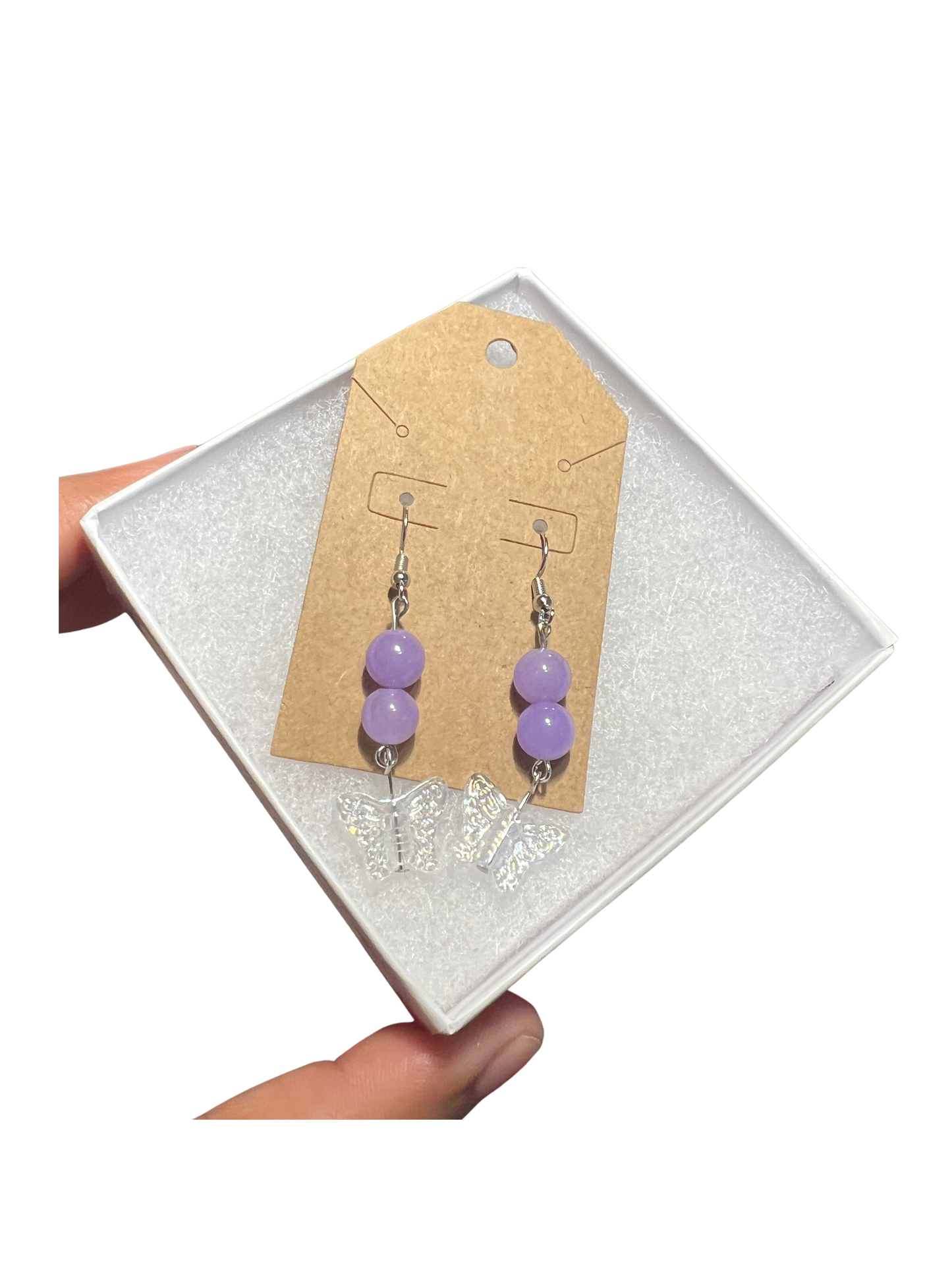 Purple Jade Butterfly Earrings