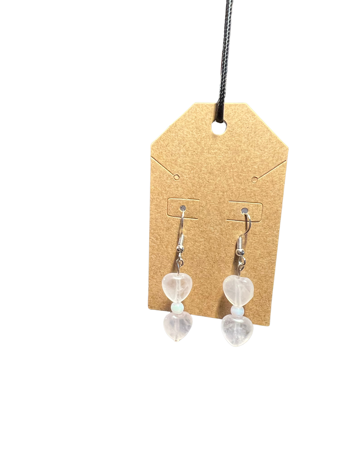 Heart-Shaped Rose Quartz Earrings