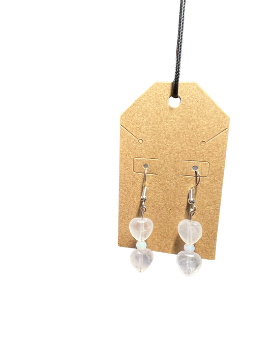 Heart-Shaped Rose Quartz Earrings
